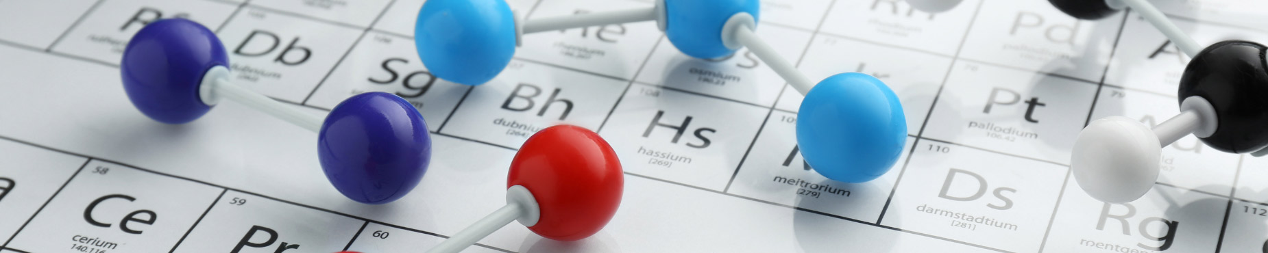 Periodic table with models of elements