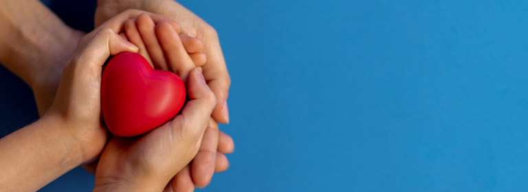 hands holding a heart stress ball