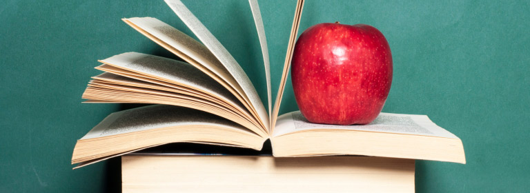 books and an apple