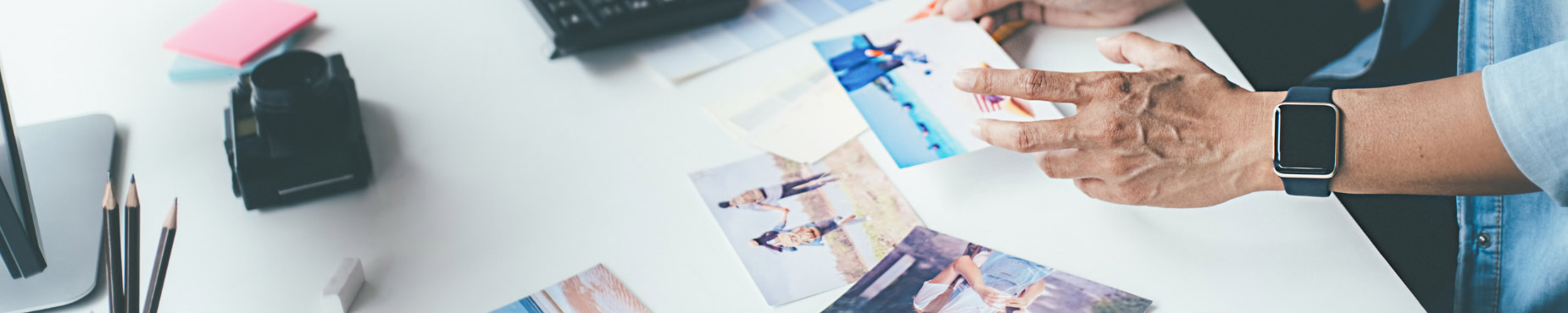 Man reviewing photographs