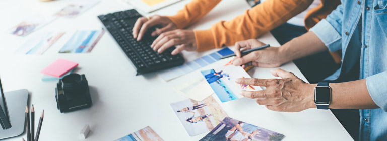 Man reviewing photographs