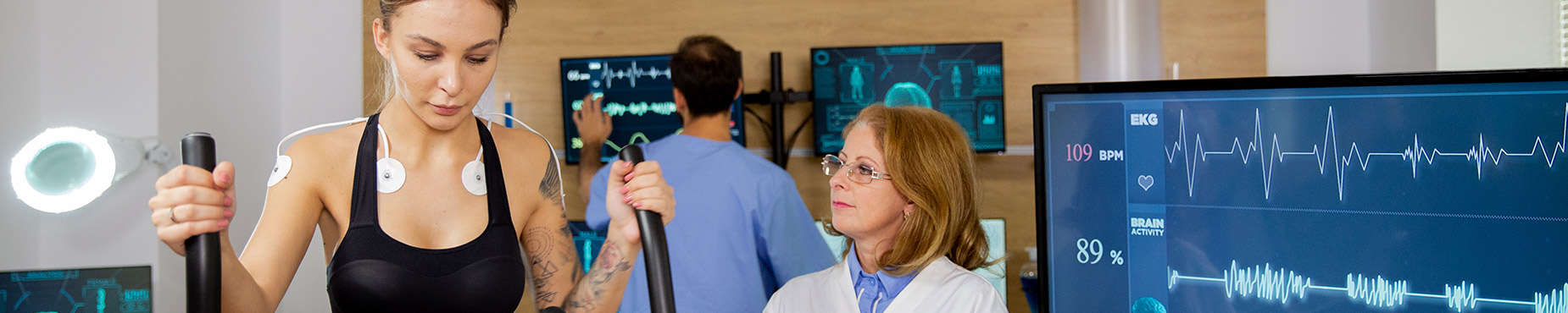 Woman undergoing exercise study