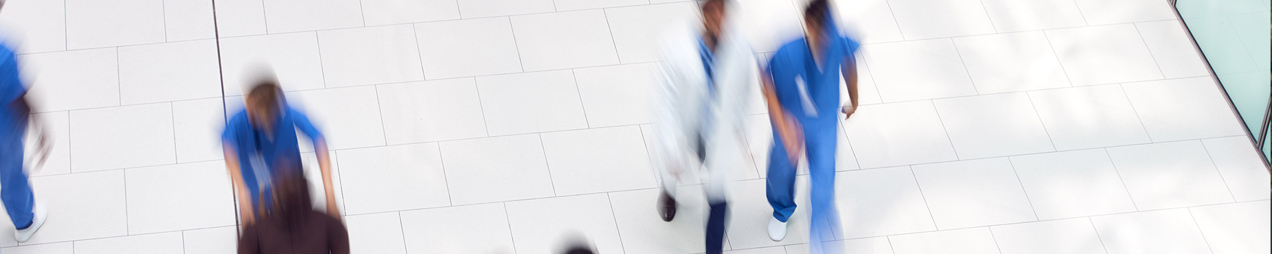 aerial view of health workers walking